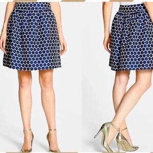 Kate Spade New York A line Skirt Navy Blue Winter Seaside Polka Dot Womens 12